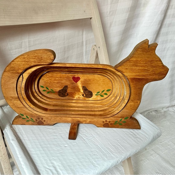 Vintage 80s Wooden Collapsible Folding CAT basket - Picture 8 of 10